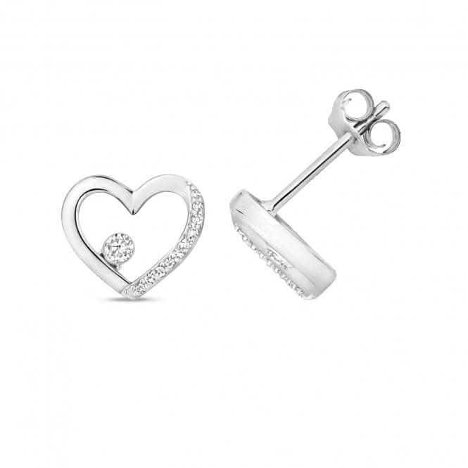 Diamond Heart Shape Stud Earrings ED345W
