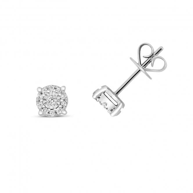 Diamond Illusion Cluster Stud Earrings ED327WGemstones JewelleryED327W