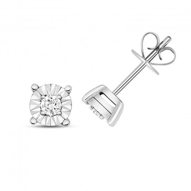 Diamond Illusion Stud Round Earrings ED333W