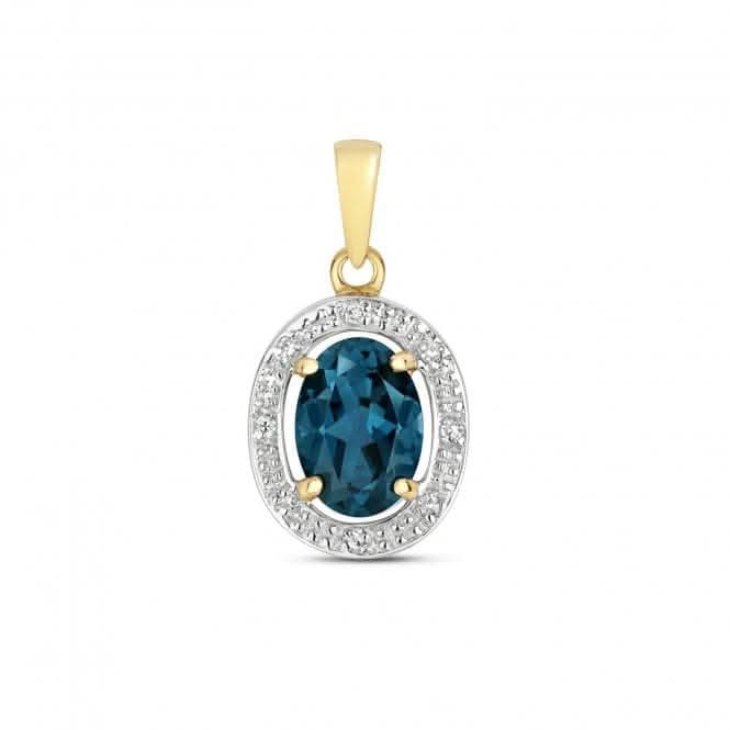 Diamond & London Blue Topaz Halo Pendant PD251LB