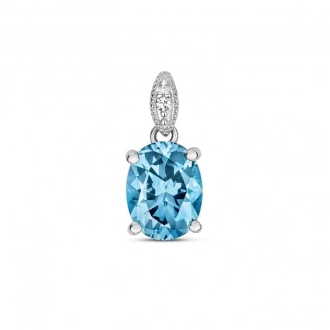 Diamond & Ov Swiss Blue Topaz Pendant PD259WBTGemstones JewelleryPD259WBT