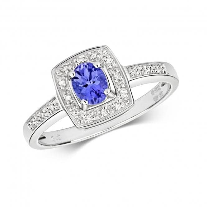 Diamond & Oval Tanzanite Cushion Ring RD295WTGemstones JewelleryRD295WT/J