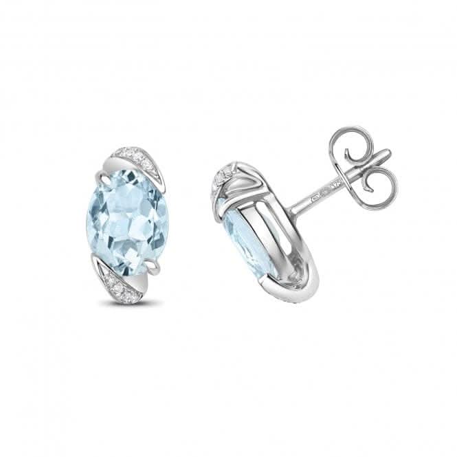 Diamond Stud Oval Aqua Earrings ED250WAQ