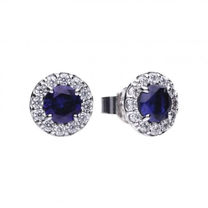 Diamonfire Silver Blue Zirconia Round Earrings E5598