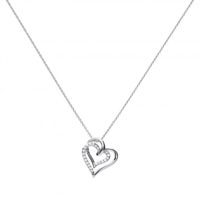 Diamonfire Silver White Zirconia Entwined Hearts Necklace N4240