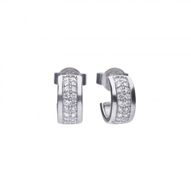 Diamonfire Silver White Zirconia Half Creole Earrings E5606