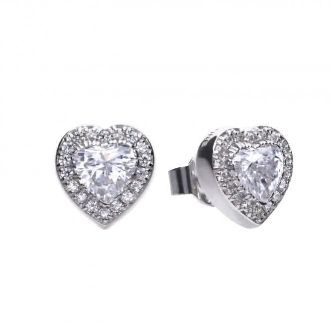 Diamonfire Silver White Zirconia Heart Earrings E5589