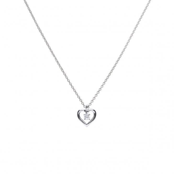 Diamonfire Silver White Zirconia Open Heart Pendant P4637