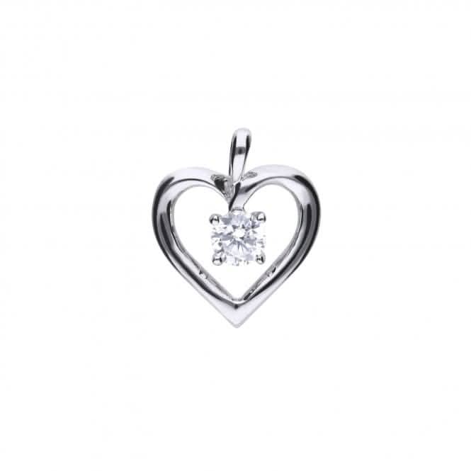 Diamonfire Silver White Zirconia Open Heart Pendant P4637