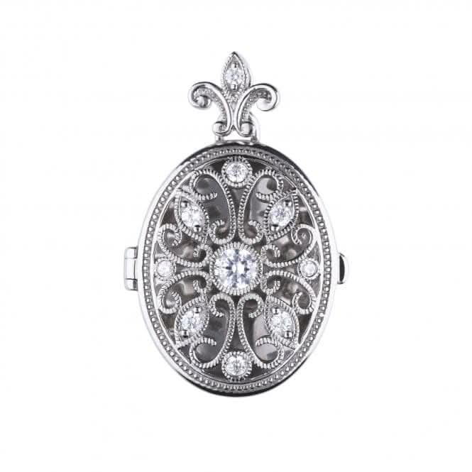 Diamonfire Silver White Zirconia Oval Pendant P4622