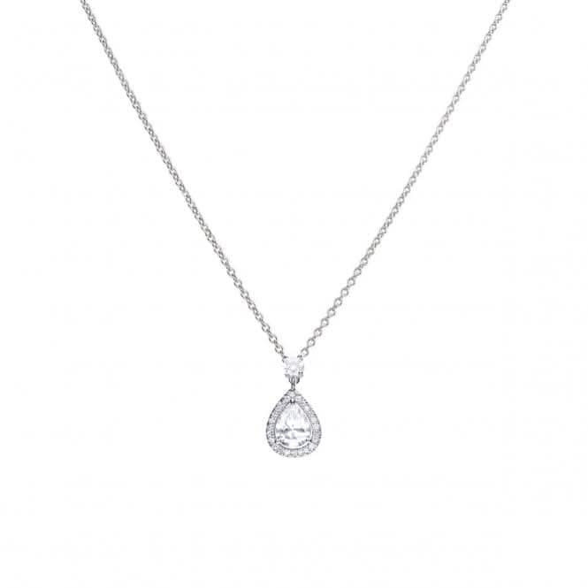 Diamonfire Silver White Zirconia Oval Pendant P4623
