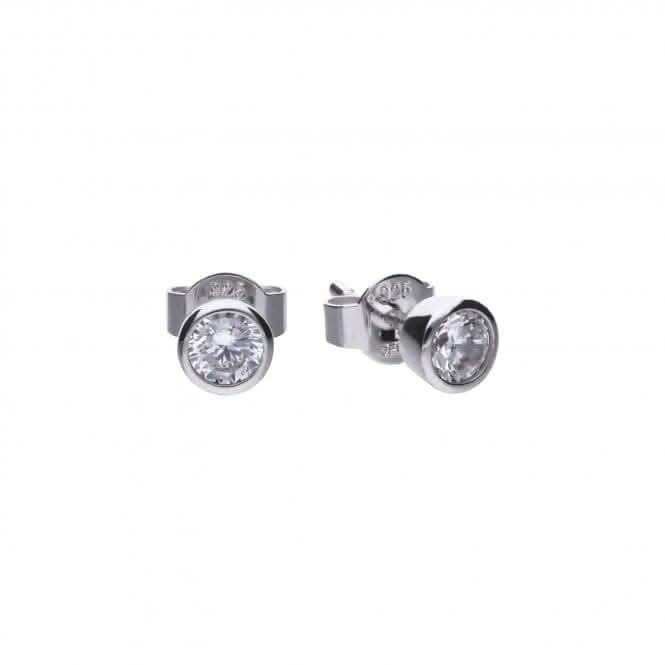 Diamonfire Silver White Zirconia Solitaire Earrings E5617
