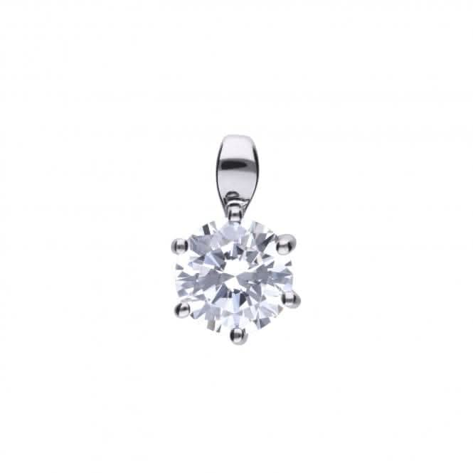 Diamonfire Silver White Zirconia Solitaire Pendant P4605