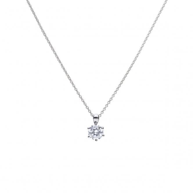 Diamonfire Silver White Zirconia Solitaire Pendant P4605