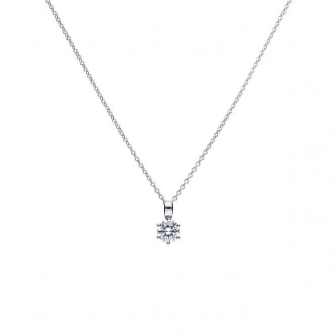 Diamonfire Silver White Zirconia Solitaire Pendant P4608