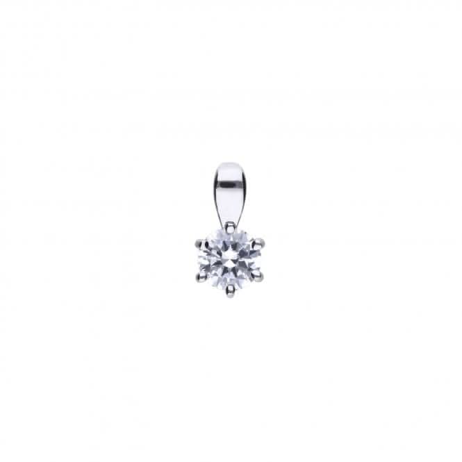 Diamonfire Silver White Zirconia Solitaire Pendant P4610