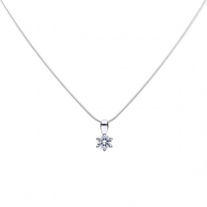 Diamonfire Silver White Zirconia Solitaire Pendant P4610