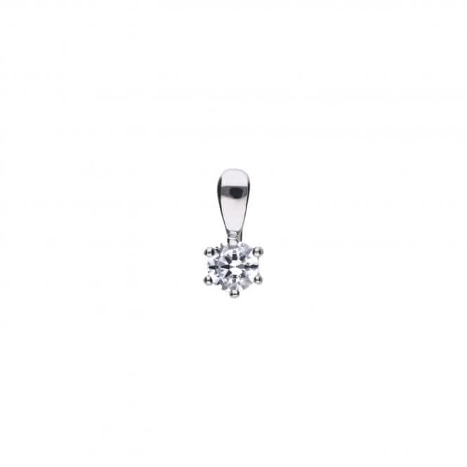Diamonfire Silver White Zirconia Solitaire Pendant P4611