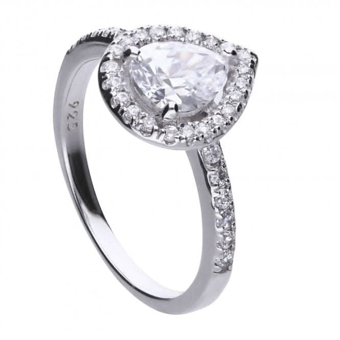 Diamonfire Silver White Zirconia Teardrop Ring R3627