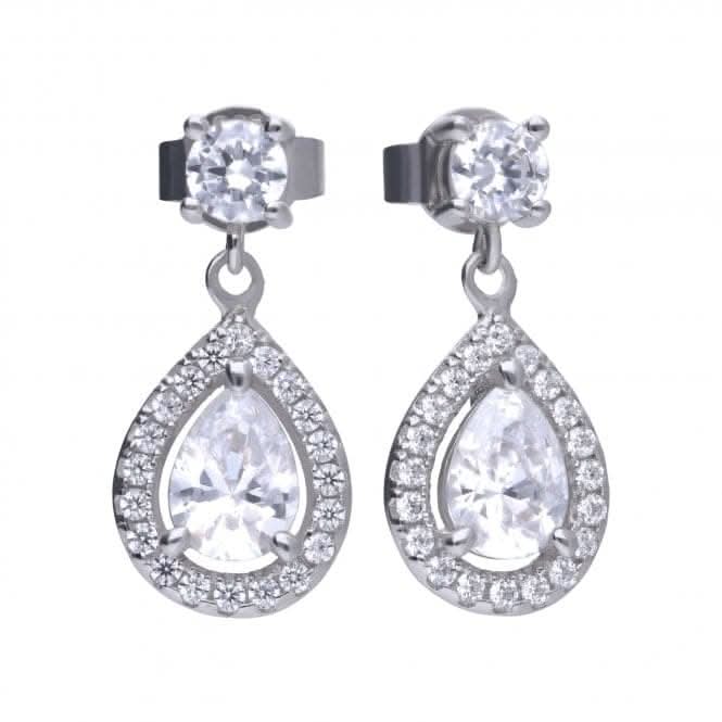 Diamonfire Silver White Zirconia Teardrop Shape Earrings E5594