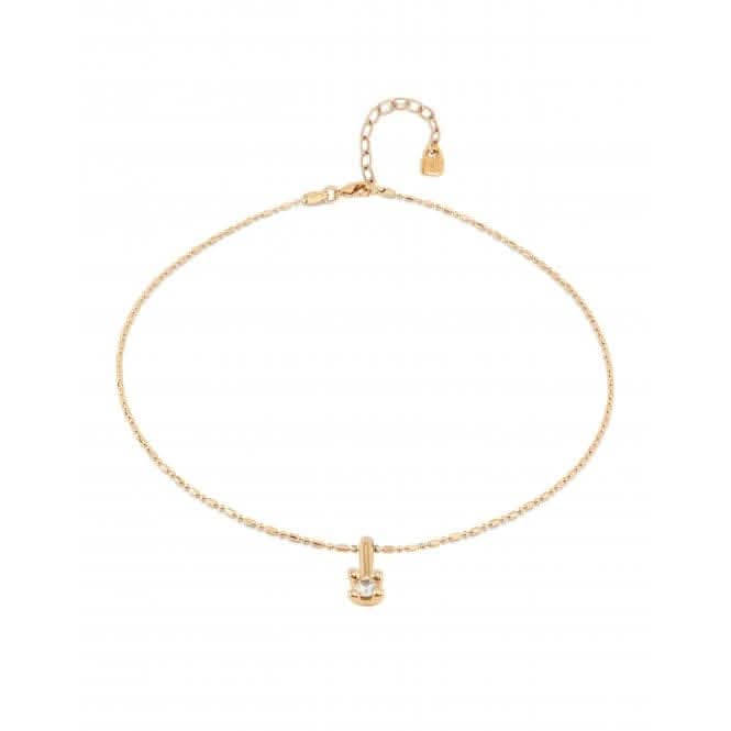 Divine 18k Gold-Plated Chain Central White Zirconia Necklace COL1916BLNORO0U