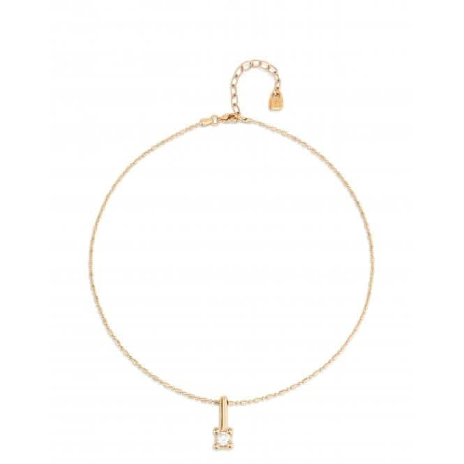 Divine 18k Gold-Plated Chain Central White Zirconia Necklace COL1916BLNORO0U