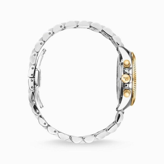 Divine Chrono Black Dial Silver Gold-Coloured Watch WA0398-291-201