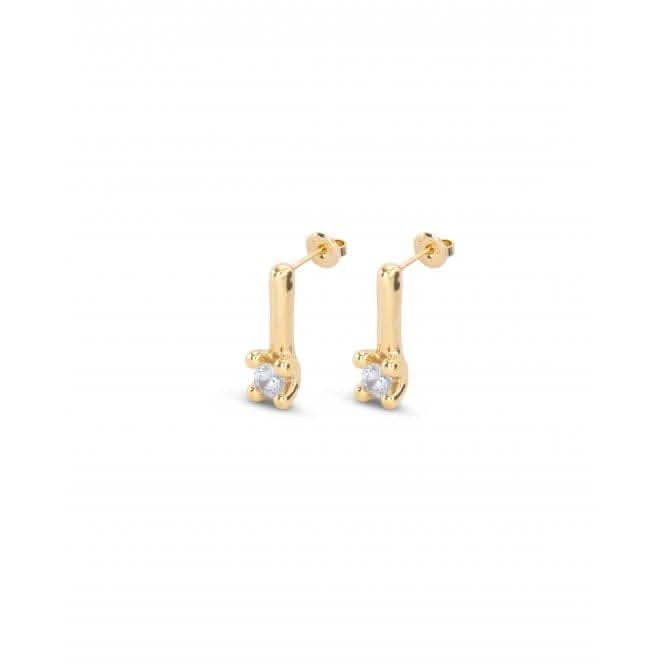 Divine Medium 18k Gold Plated White Zirconia Earrings PEN0952BLNORO0U