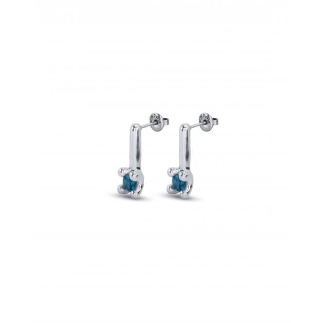 Divine Medium Silver Plated Blue Zirconia Earrings PEN0952AZUMTL0U