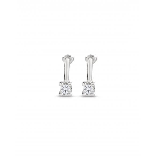 Divine Medium Silver Plated White Zirconia Earrings PEN0952BLNMTL0U