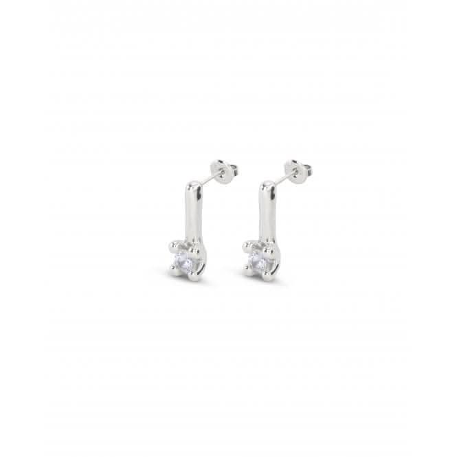 Divine Medium Silver Plated White Zirconia Earrings PEN0952BLNMTL0U