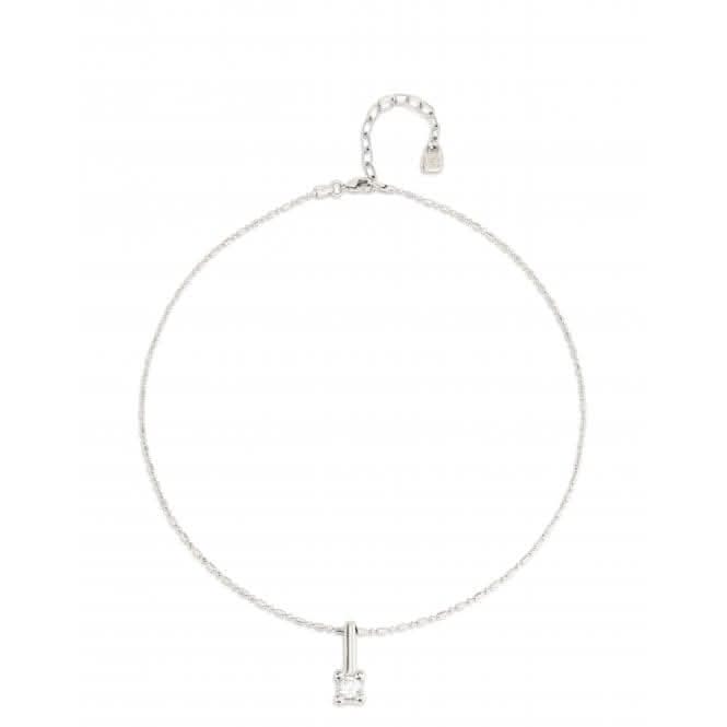 Divine Silver Plated Chain Central White Zirconia Necklace COL1916BLNMTL0U
