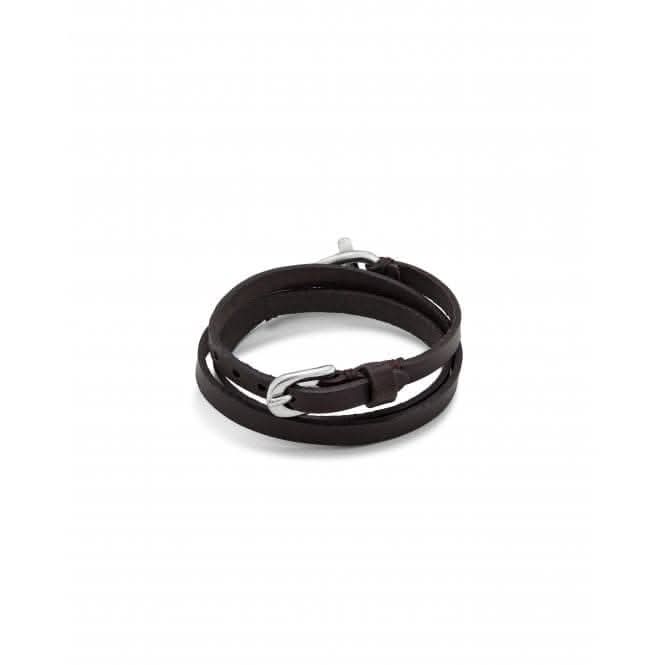Dope Leather Small Sterling Silver Plated Central Link Bracelet