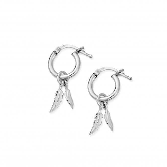 Double Feather Small Hoop Earrings SEH584ChloBoSEH584