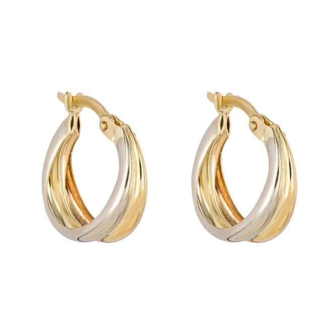 Double Row Hoop Yellow and White Gold Earrings GE2410