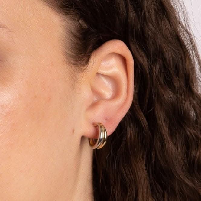 Double Row Hoop Yellow and White Gold Earrings GE2410