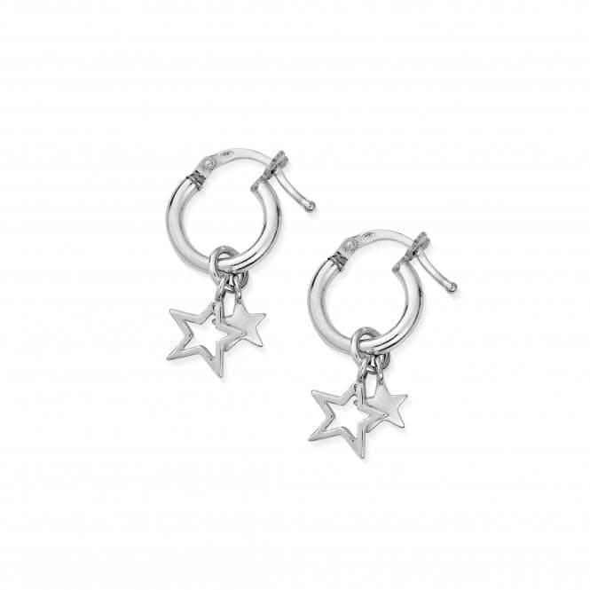 Double Star Small Hoop Earrings SEH738