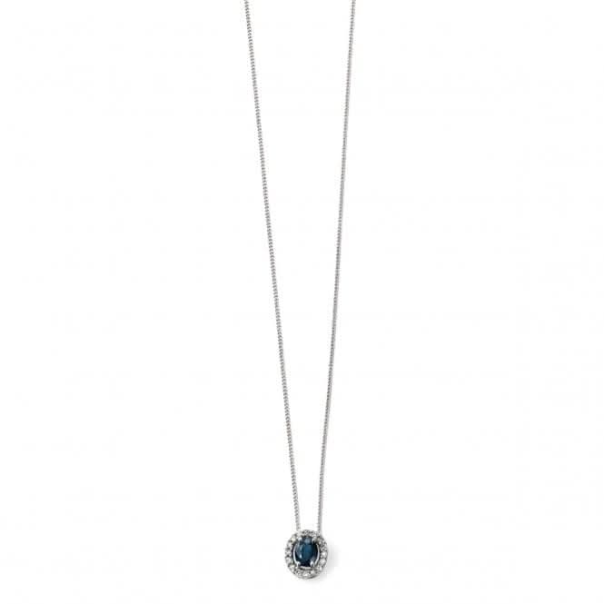 Elements 9ct White Gold Blue Sapphire And Diamond Cluster Pendant GP928L