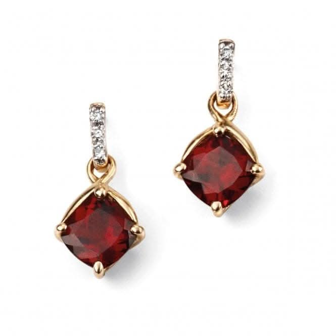 Elements 9ct Yellow Gold Garnet Earring GE2080R