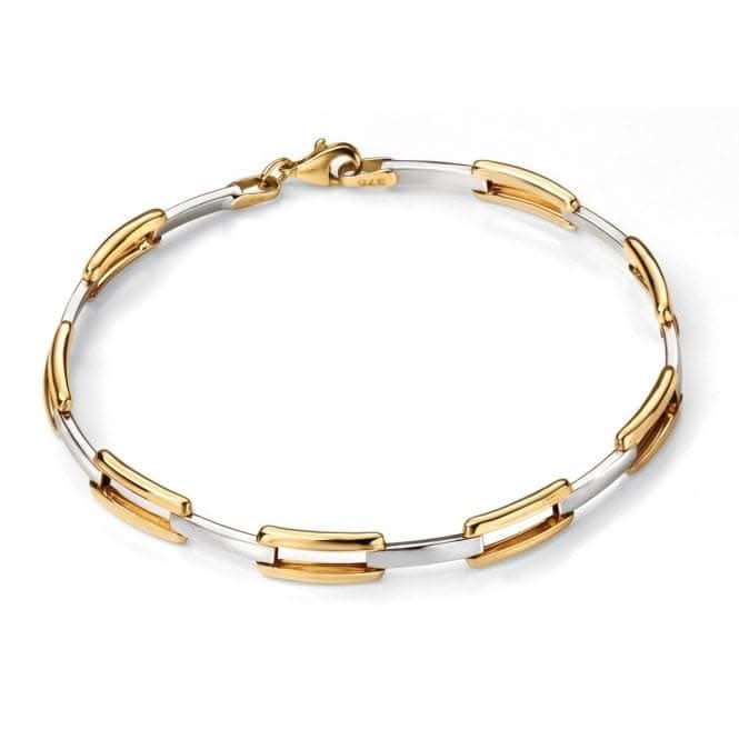 Elements 9ct Yellow Open Rectangle Link Bracelet GB427