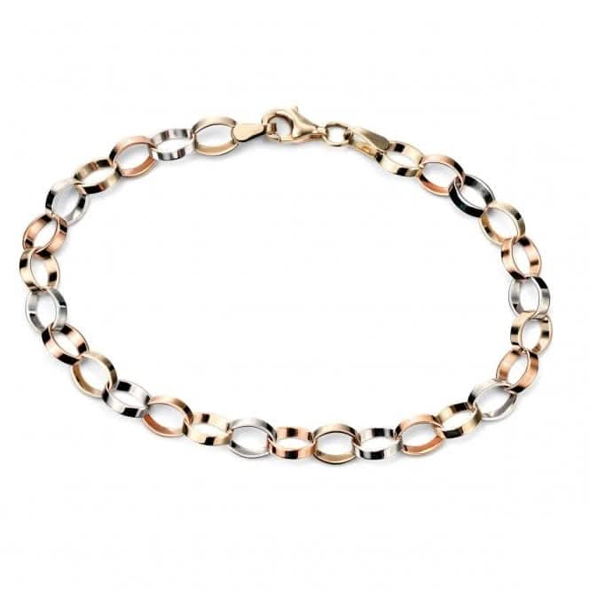 Elements Gold 3 Colour Flat Link Bracelet GB407Z476