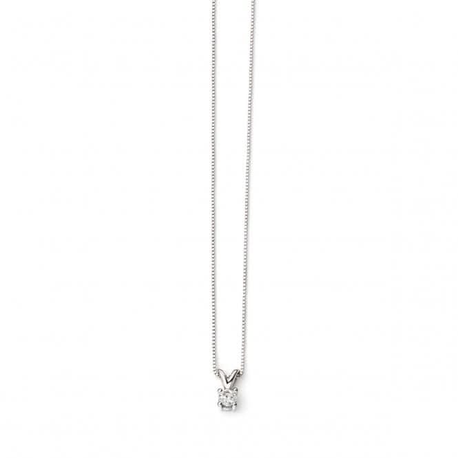 Elements Gold 9CT White Gold 0.15CT Solitaire Necklace GN264