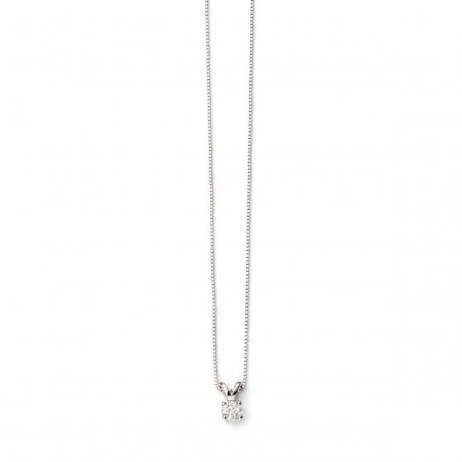 Elements Gold 9CT White Gold 0.25CT Solitaire Necklace GN265