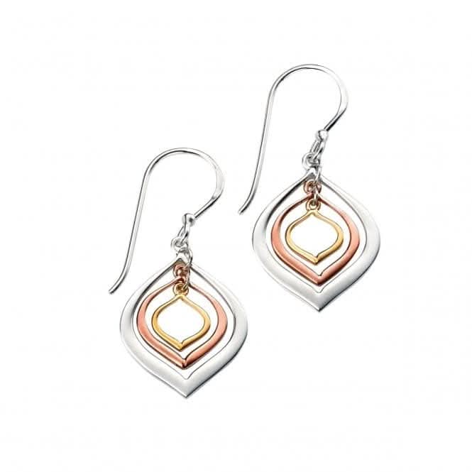 Elements Gold And Rose Gold Plated Triple Lantern Shaped Earrings E4893