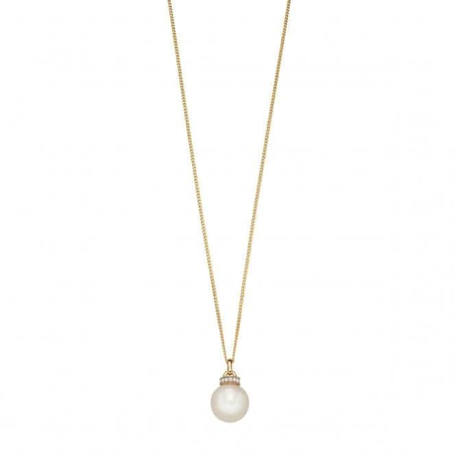 Elements Gold White Pearl Yellow Gold Rondelle Pendant GP2120W