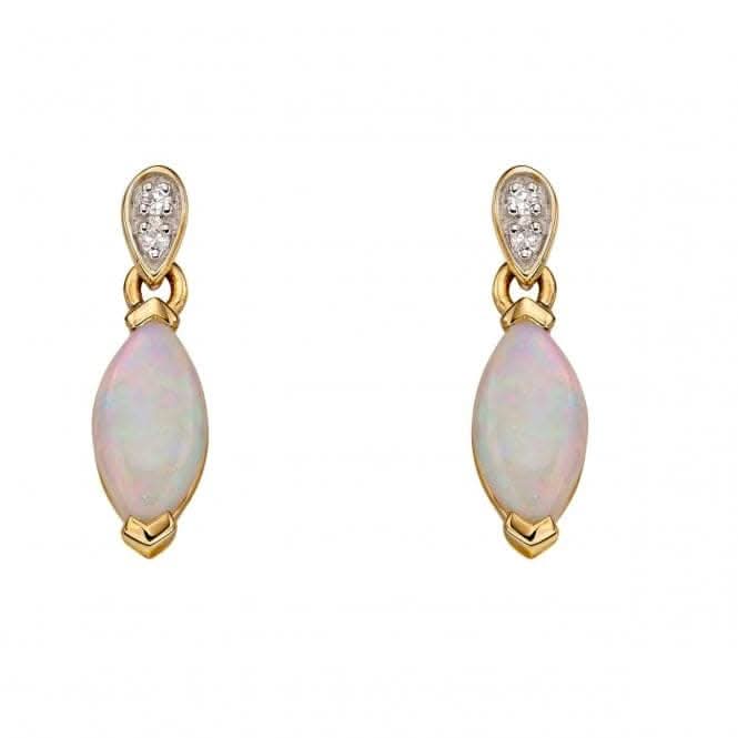 Elements Gold Yellow Gold And Opal Marquise Earrings GE2227W