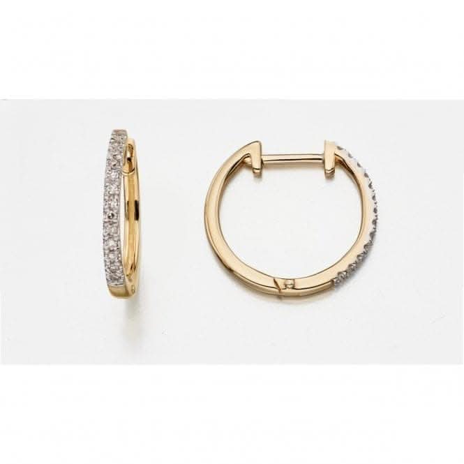 Elements Gold Yellow Gold Diamond Huggie Earrings GE2135