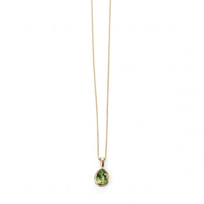 Elements Peridot Checkerboard Teardrop Pendant GP460GZ475GN185