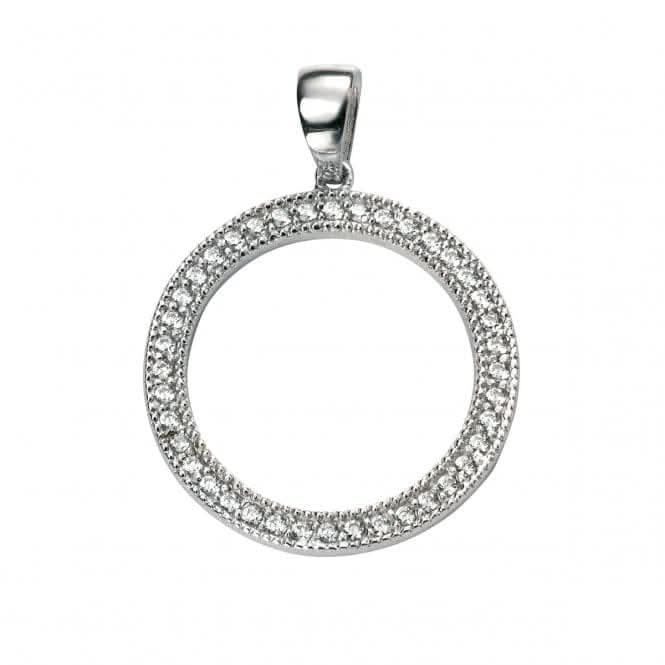 Elements Rhodium Plated Clear CZ Open Circle Pendant P4344C