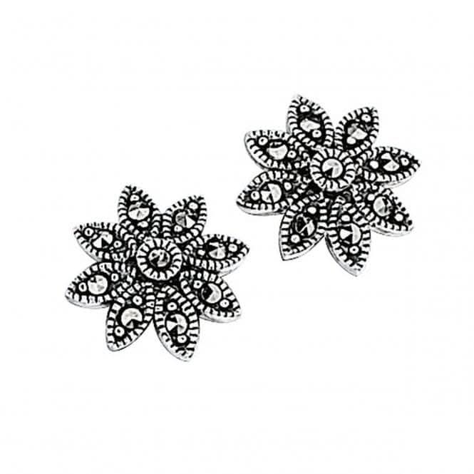 Elements Silver Marcasite Daisy Stud Earrings E2053Z364